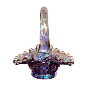 Fenton Carnival Purple Art Glass Iridescent Basket 4-1/4”